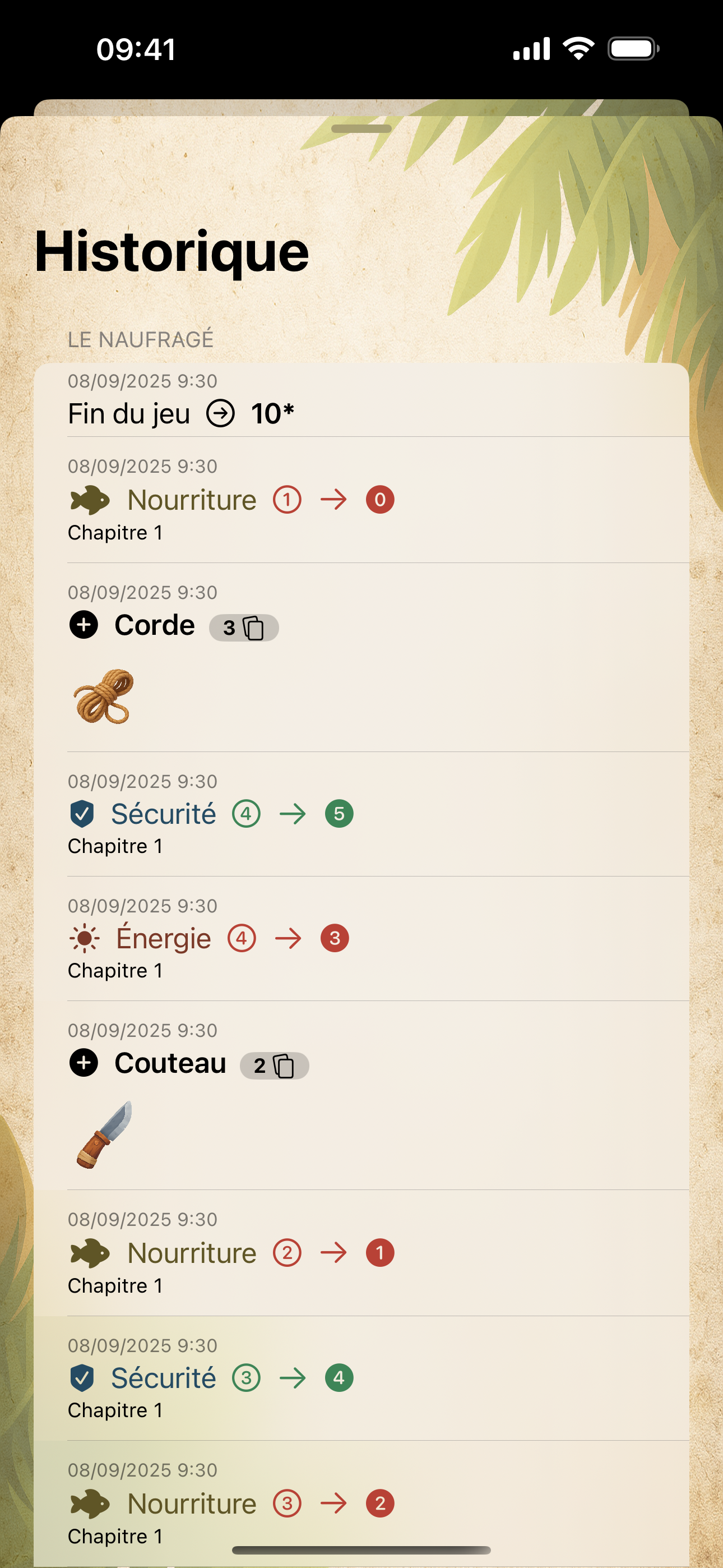 Capture écran historique